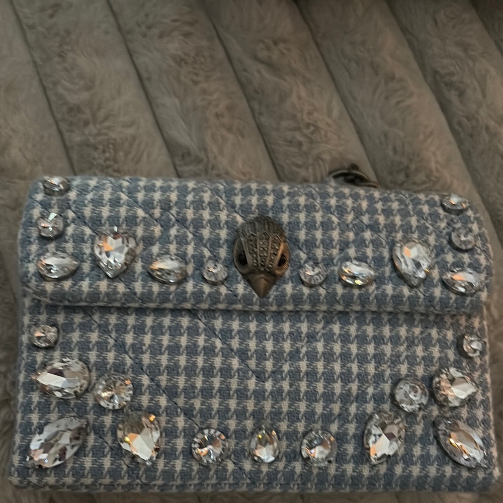 Kurt Geiger Blue Crystal Embellished Clutch